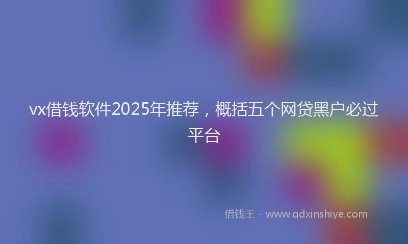 vx借钱软件2025年推荐，概括五个网贷黑户必过平台