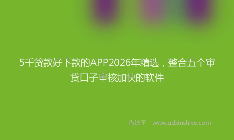 5千贷款好下款的APP2026年精选，整合五个审贷口子审核加快的软件