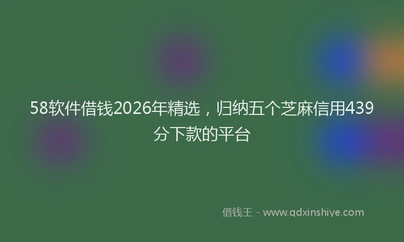 58软件借钱2026年精选，归纳五个芝麻信用439分下款的平台