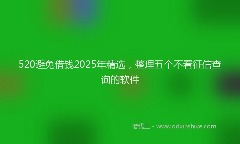 520避免借钱2025年精选，整理五个不看征信查询的软件