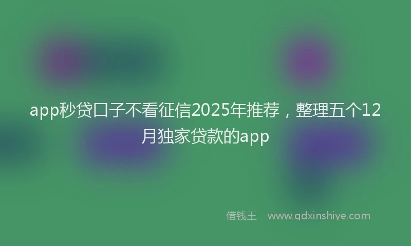 app秒贷口子不看征信2025年推荐，整理五个12月独家贷款的app