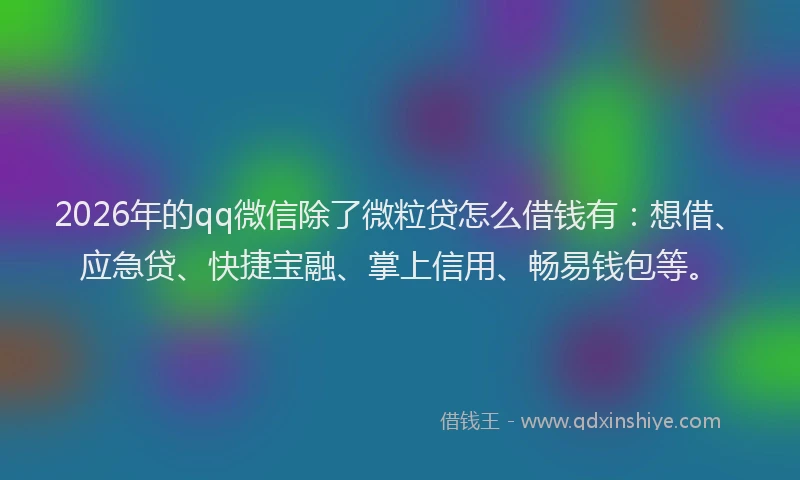 2026年的qq微信除了微粒贷怎么借钱有:想借、应急贷、快捷宝融、掌上信用、畅易钱包等。