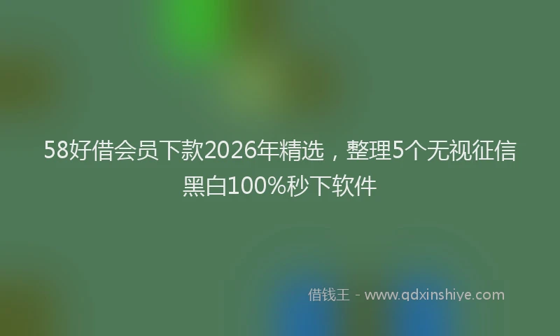 58好借会员下款2026年精选，整理5个无视征信黑白100%秒下软件