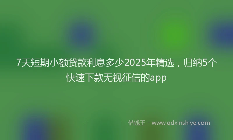 7天短期小额贷款利息多少2025年精选，归纳5个快速下款无视征信的app