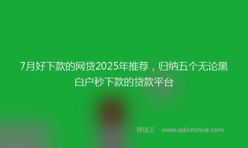 7月好下款的网贷2025年推荐，归纳五个无论黑白户秒下款的贷款平台