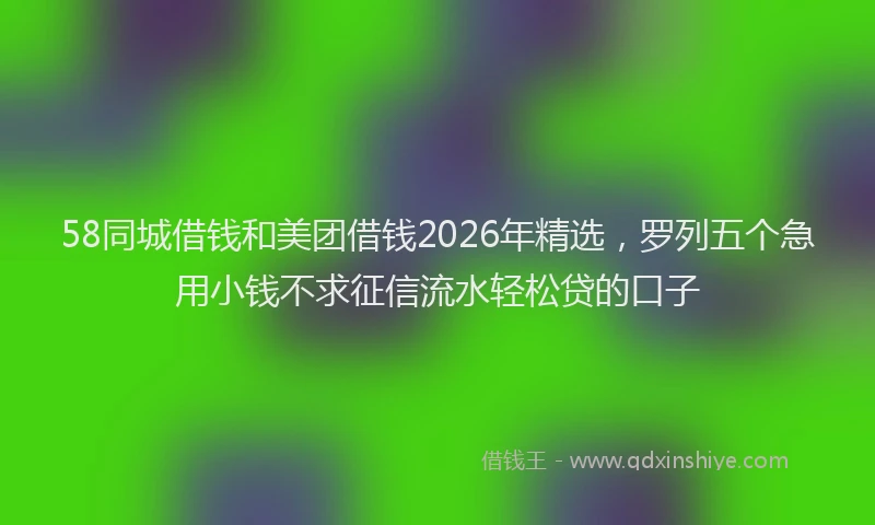 58同城借钱和美团借钱2026年精选,罗列五个急用小钱不求征信流水轻松贷的口子