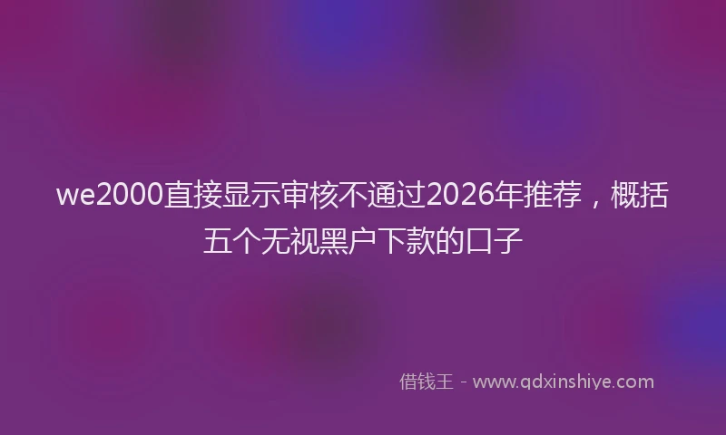 we2000直接显示审核不通过2026年推荐，概括五个无视黑户下款的口子
