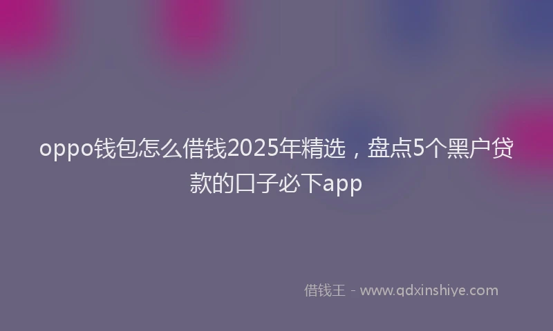 oppo钱包怎么借钱2025年精选，盘点5个黑户贷款的口子必下app