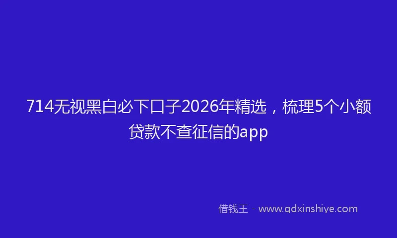 714无视黑白必下口子2026年精选，梳理5个小额贷款不查征信的app