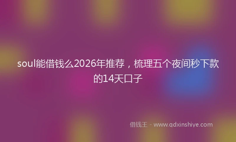 soul能借钱么2026年推荐，梳理五个夜间秒下款的14天口子
