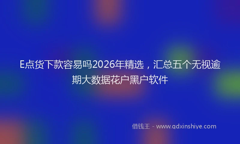 E点货下款容易吗2026年精选，汇总五个无视逾期大数据花户黑户软件