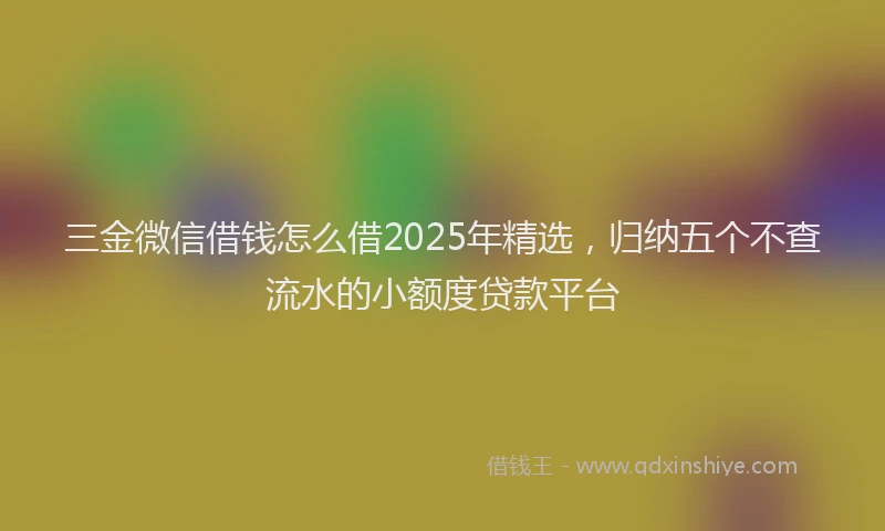 三金微信借钱怎么借2025年精选，归纳五个不查流水的小额度贷款平台