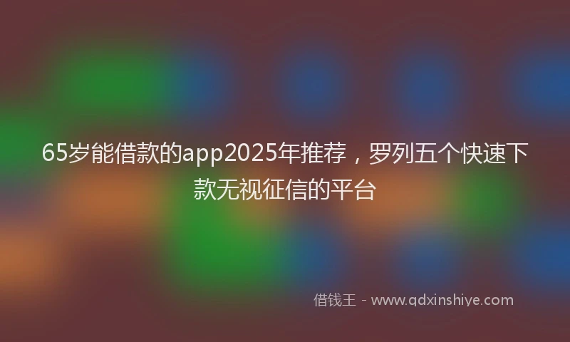 65岁能借款的app2025年推荐，罗列五个快速下款无视征信的平台