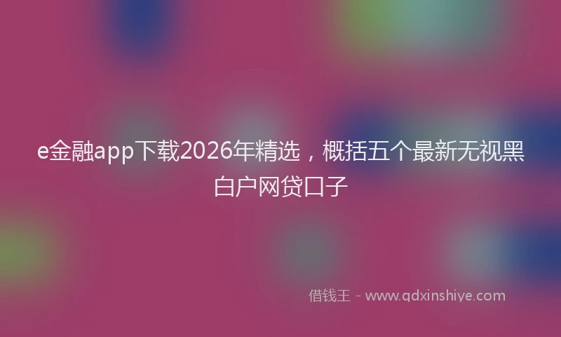 e金融app下载2026年精选，概括五个最新无视黑白户网贷口子