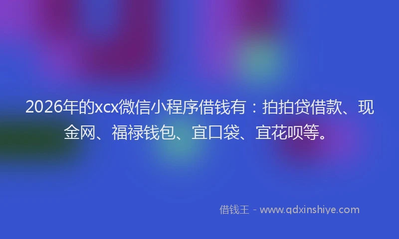 2026年的xcx微信小程序借钱有：拍拍贷借款、现金网、福禄钱包、宜口袋、宜花呗等。