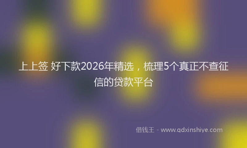 上上签 好下款2026年精选，梳理5个真正不查征信的贷款平台