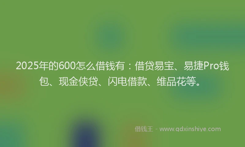 2025年的600怎么借钱有：借贷易宝、易捷Pro钱包、现金侠贷、闪电借款、维品花等。