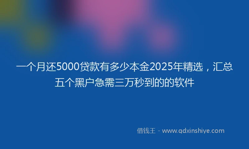 一个月还5000贷款有多少本金2025年精选,汇总五个黑户急需三万秒到的的软件