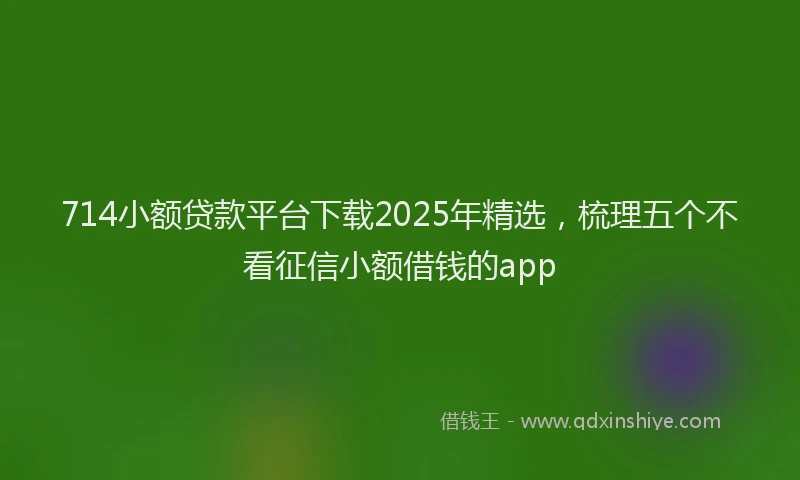 714小额贷款平台下载2025年精选，梳理五个不看征信小额借钱的app