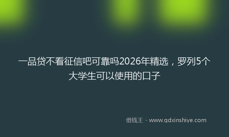 一品贷不看征信吧可靠吗2026年精选，罗列5个大学生可以使用的口子