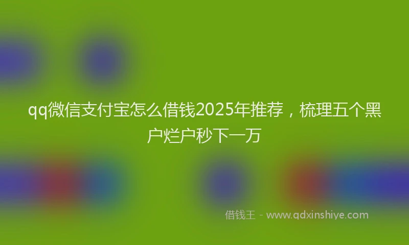 qq微信支付宝怎么借钱2025年推荐，梳理五个黑户烂户秒下一万