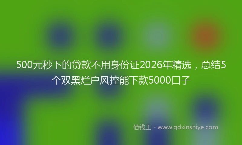 500元秒下的贷款不用身份证2026年精选,总结5个双黑烂户风控能下款5000口子
