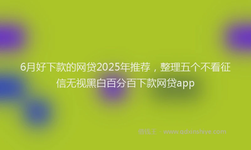 6月好下款的网贷2025年推荐，整理五个不看征信无视黑白百分百下款网贷app