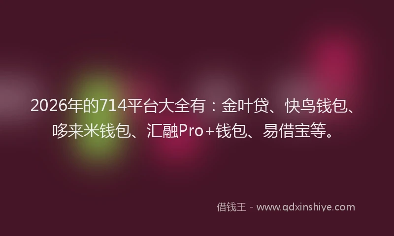 2026年的714平台大全有：金叶贷、快鸟钱包、哆来米钱包、汇融Pro+钱包、易借宝等。
