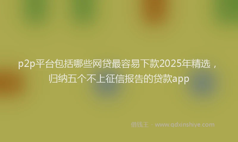 p2p平台包括哪些网贷最容易下款2025年精选,归纳五个不上征信报告的贷款app