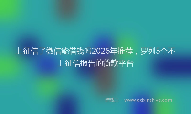 上征信了微信能借钱吗2026年推荐，罗列5个不上征信报告的贷款平台