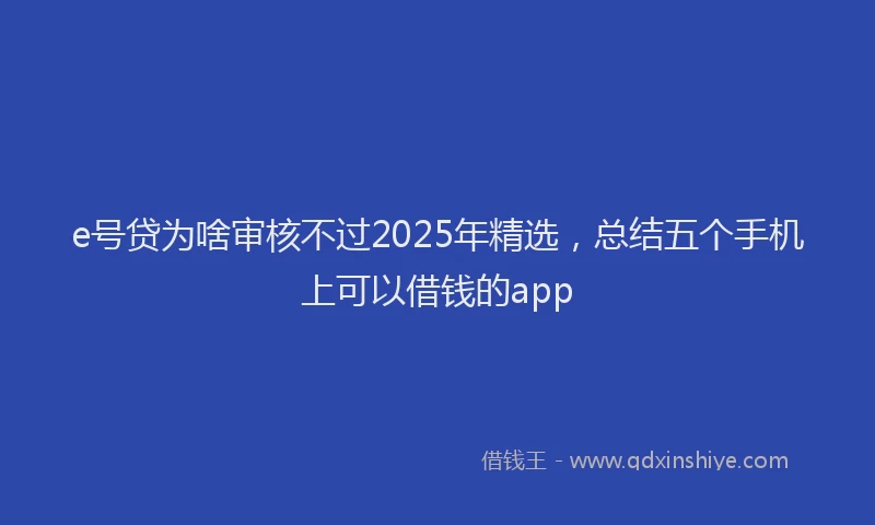 e号贷为啥审核不过2025年精选，总结五个手机上可以借钱的app