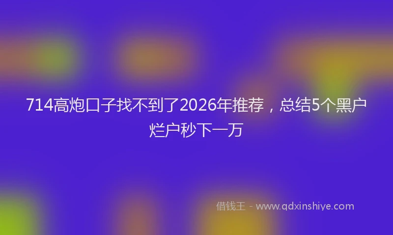 714高炮口子找不到了2026年推荐,总结5个黑户烂户秒下一万