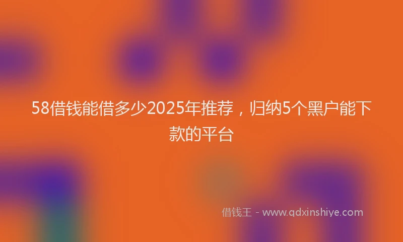 58借钱能借多少2025年推荐，归纳5个黑户能下款的平台