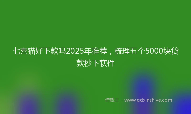 七喜猫好下款吗2025年推荐，梳理五个5000块贷款秒下软件