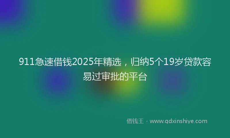 911急速借钱2025年精选，归纳5个19岁贷款容易过审批的平台
