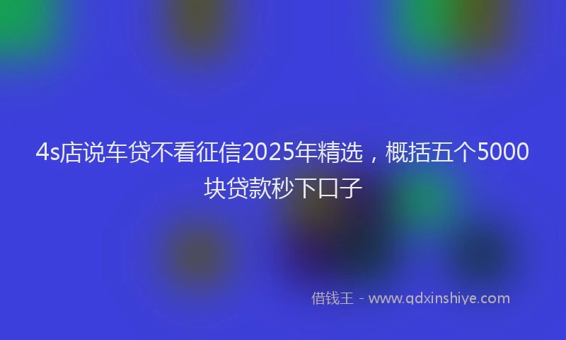 4s店说车贷不看征信2025年精选，概括五个5000块贷款秒下口子