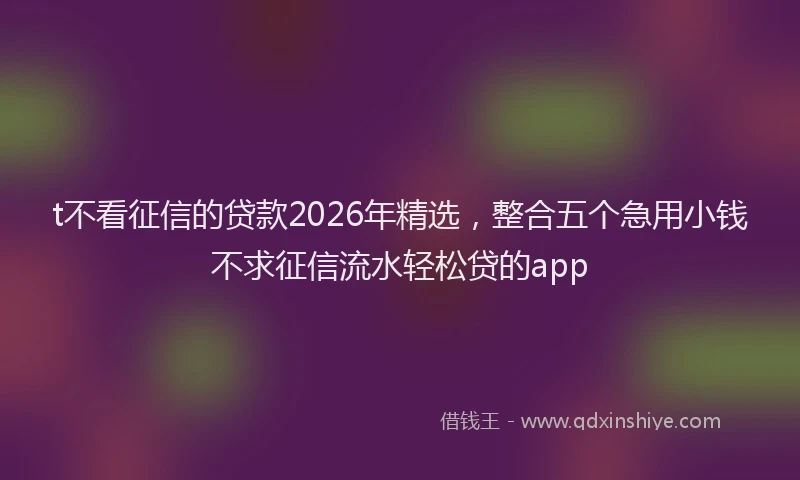 t不看征信的贷款2026年精选，整合五个急用小钱不求征信流水轻松贷的app