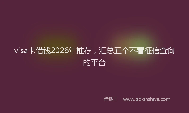 visa卡借钱2026年推荐，汇总五个不看征信查询的平台
