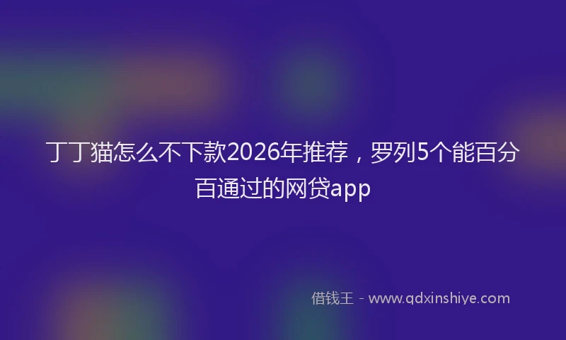 丁丁猫怎么不下款2026年推荐，罗列5个能百分百通过的网贷app