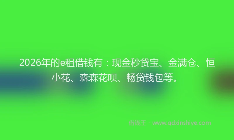 2026年的e租借钱有：现金秒贷宝、金满仓、恒小花、森森花呗、畅贷钱包等。