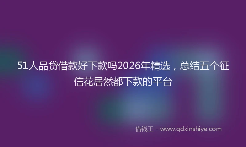 51人品贷借款好下款吗2026年精选，总结五个征信花居然都下款的平台