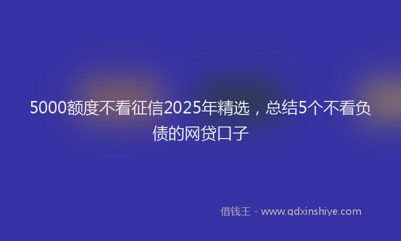 5000额度不看征信2025年精选，总结5个不看负债的网贷口子