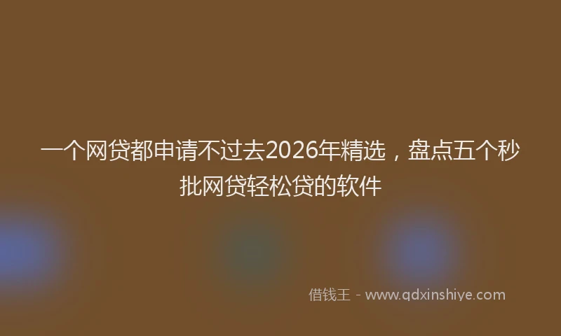 一个网贷都申请不过去2026年精选，盘点五个秒批网贷轻松贷的软件