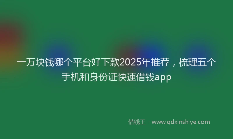 一万块钱哪个平台好下款2025年推荐，梳理五个手机和身份证快速借钱app