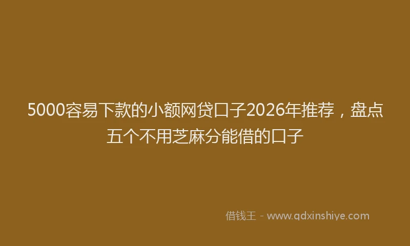 5000容易下款的小额网贷口子2026年推荐，盘点五个不用芝麻分能借的口子