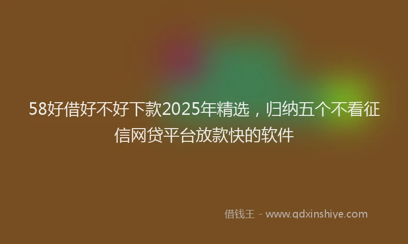 58好借好不好下款2025年精选,归纳五个不看征信网贷平台放款快的软件
