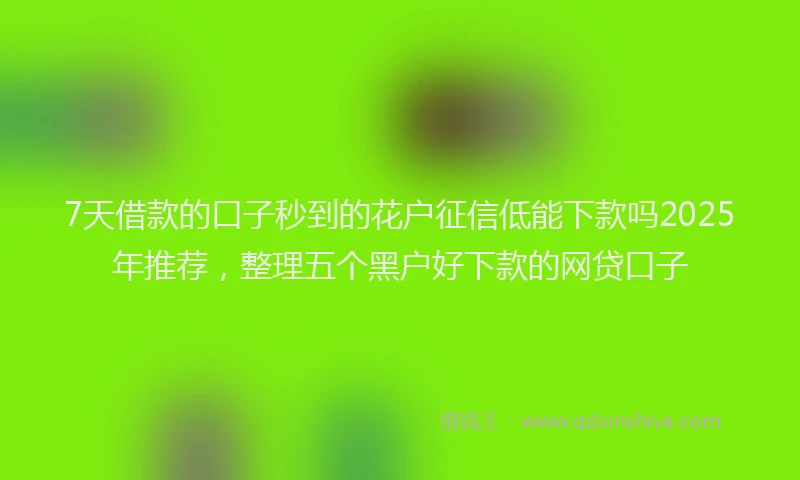 7天借款的口子秒到的花户征信低能下款吗2025年推荐，整理五个黑户好下款的网贷口子