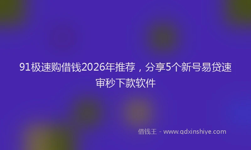91极速购借钱2026年推荐，分享5个新号易贷速审秒下款软件