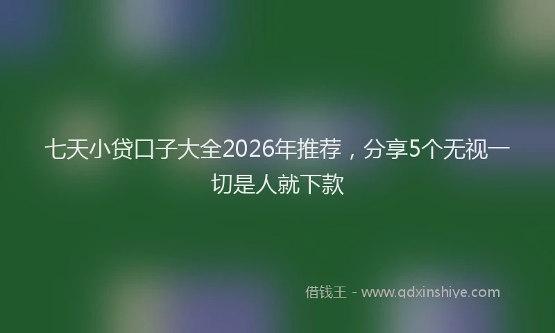 七天小贷口子大全2026年推荐，分享5个无视一切是人就下款