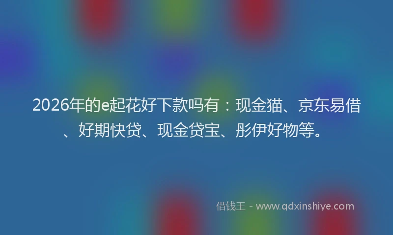 2026年的e起花好下款吗有：现金猫、京东易借、好期快贷、现金贷宝、彤伊好物等。